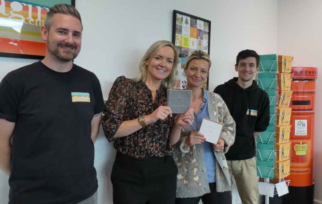 Above: Peony & Pangolin’s Danni Cooper and Lisa Barrett with The Imaging Centre’s Stuart Blake (left) and Phil Martin