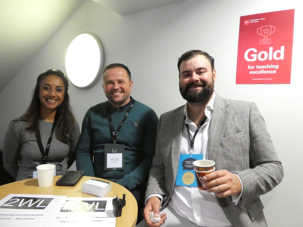 Above: (centre) Matt Lyons of 2WL, one of the event’s trade supplier sponsors, with The Art File’s James Mace and Kay Patel of The Seed Card Company in the reception area