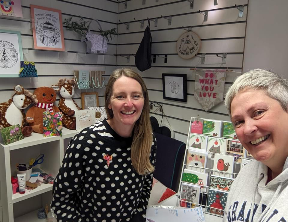  Above: Fiona on opening day with pal and fellow indie retailer Sarah Laker, of Stationery Supplies