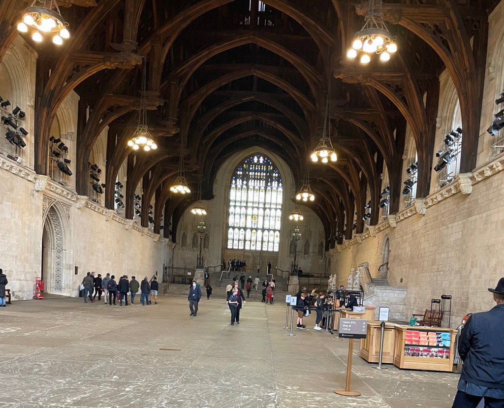 Above: “It felt very poignant to walk through Westminster Hall only a few weeks after it hosted the Queen’s coffin,” said Amanda