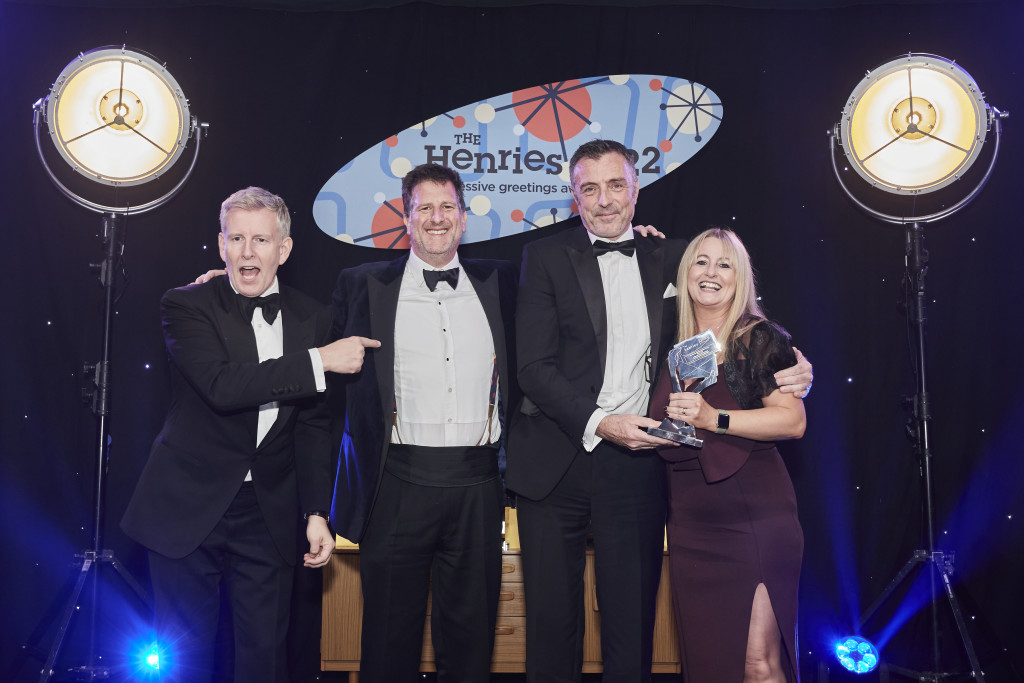 Above: Ling’s ceo David Byk (second left) and creative director Claire Twigger receiving the award from Simon Pryce, ceo of category sponsor Skylight Media