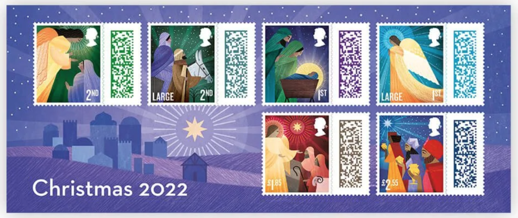 Above: The last time Queen Elizabeth II’s silhouette will appear on festive stamps