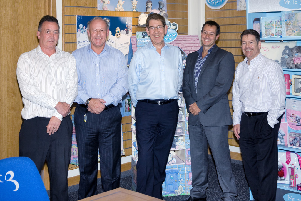 Above: Paul Steele (centre) in 2011 when the Hotchpotch deal was concluded with CBG (right-left) Steve Blakemore, Alister Marchant, Roger Murphy and John Coda