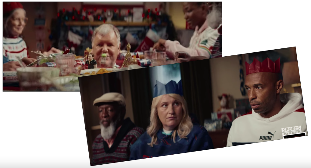Above: Sports Direct’s stars have no turkey but there are cards in the background