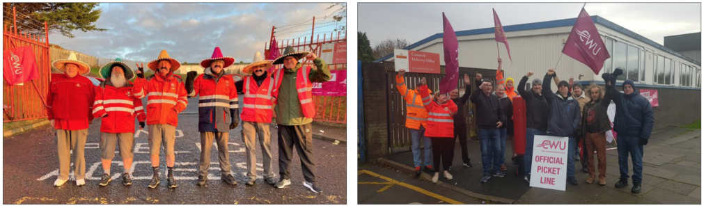 Above: Royal Mail workers are continuing their industrial action throughout December