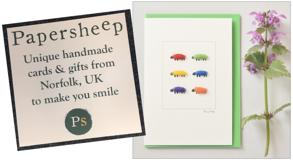 Above: Papersheep still sells Penny Lindop’s designs, including her first bright sheep one