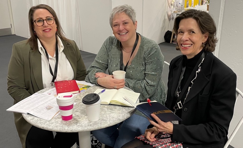 Above: GCA ceo Amanda Fergusson (right), council member Carolyn Verderame (left), and Stationery Supplies’ Sarah Laker in planning mode for Dragons Speed Dating on 2 March