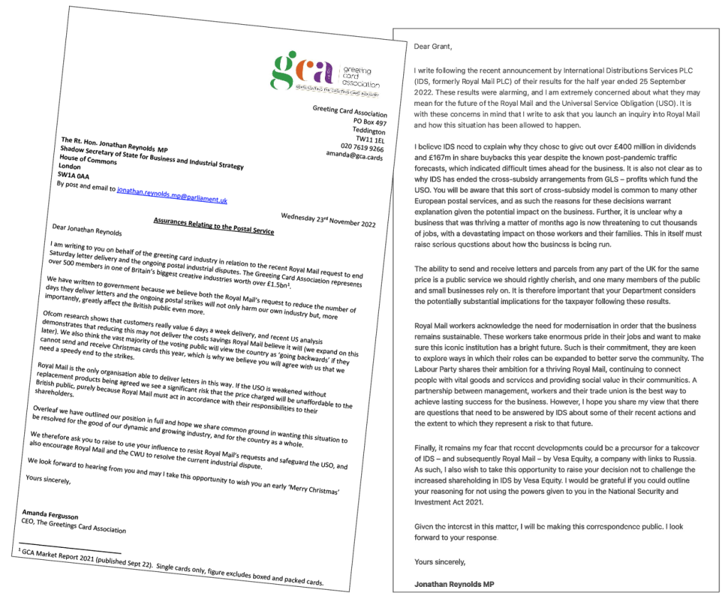 Above: Jonathan Reynolds wrote to the business secretary following the GCA’s letter