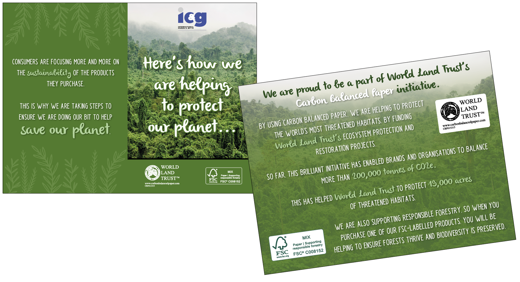 Above: The flyer explaining IC&G’s World Land Trust partnership
