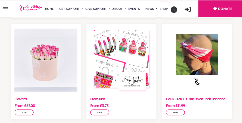 Above: FromJude’s cards are featured on the charity’s website