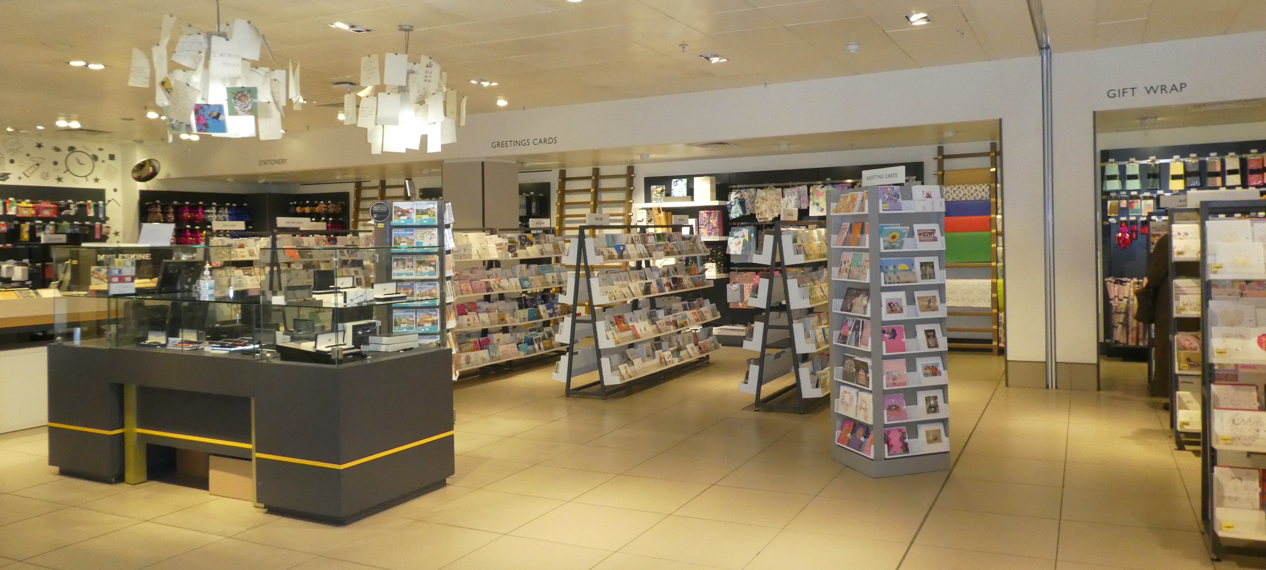 Above: Part of the greeting card department in John Lewis’ Oxford Street store