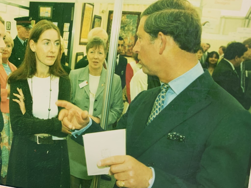 Above: Rachel Hare with the-then Prince Charles at the start of Belly Button’s journey