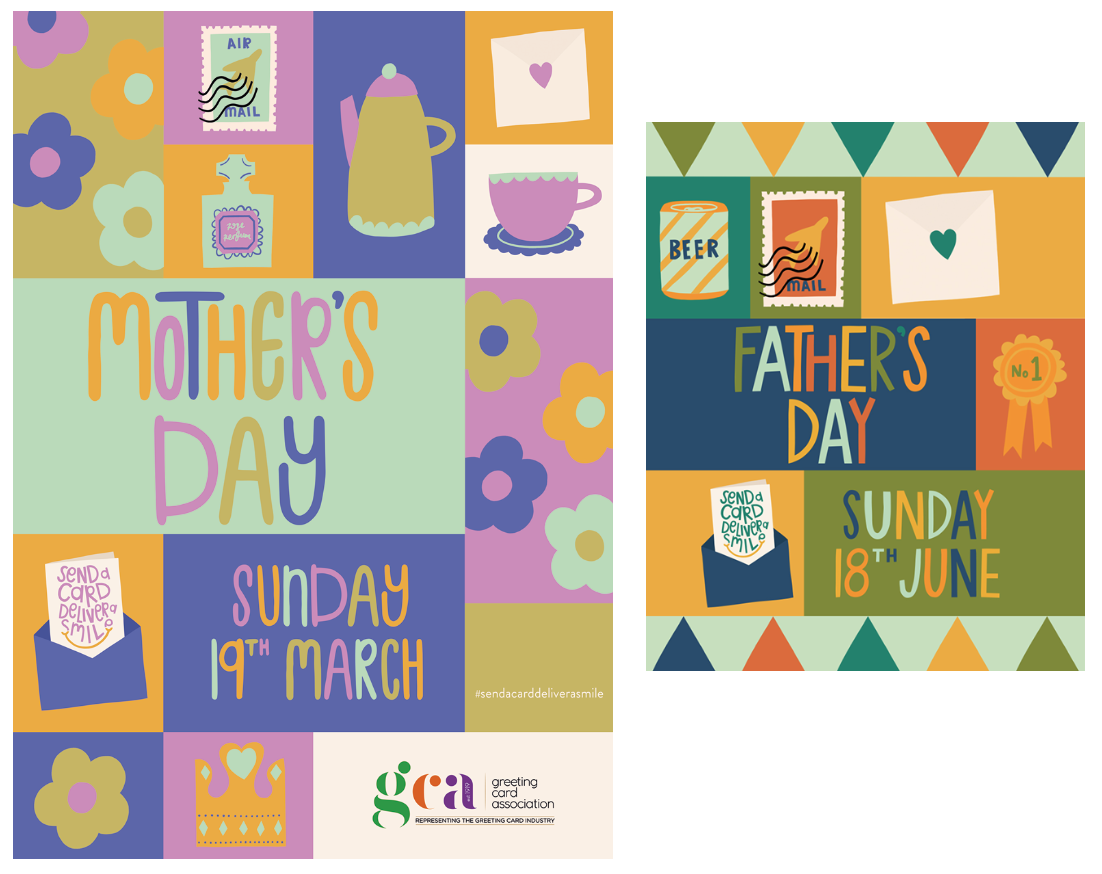 Above: Father’s Day and Mother’s Day promote the Send A Card Deliver A Smile tagline