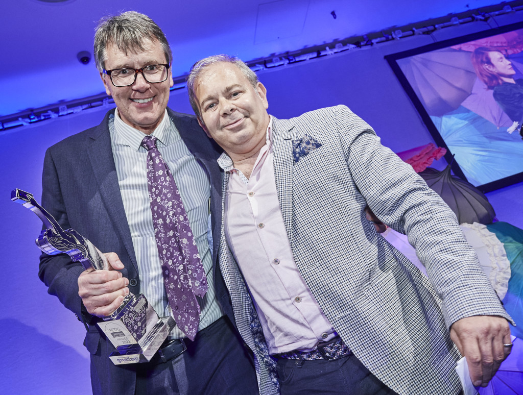 Above: House of Cards co-owners Miles Robinson (right) and Nigel Williamson with The Retas 2022 overall retailer of the year award