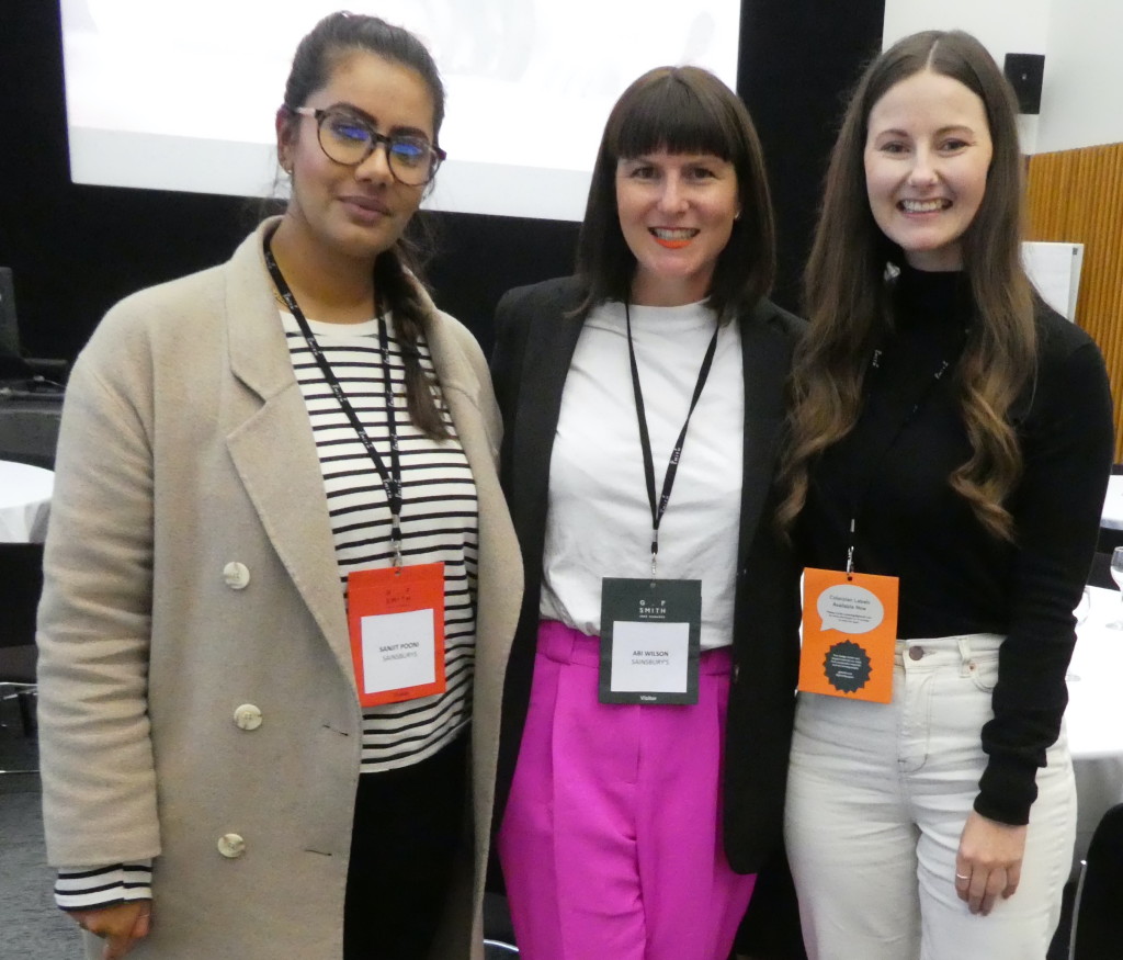 Above: Abi Wilson with Sainsbury’s colleagues Sanjit Pooni (left) and Shar Grothier at the 2022 GCA AGM & Conference