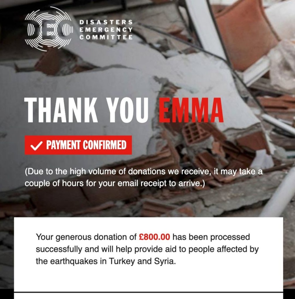 Above: Retail orders helped Emma Ball Ltd raise £800 for the DEC earthquake appeal