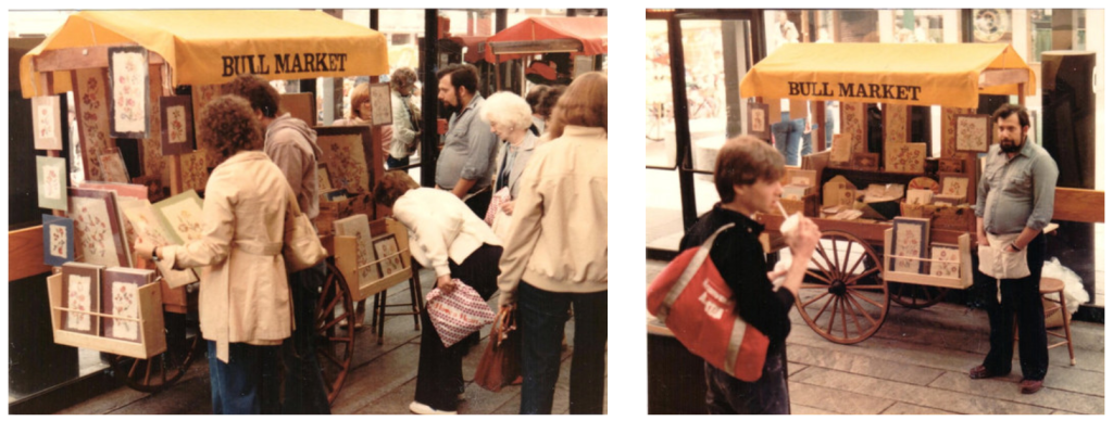 Above: Alan at his pushcart in Faneuil Hall Marketplace, May 1982 (photo: David Thomson)
