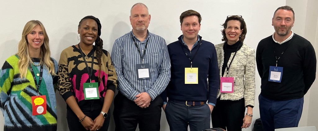 Above: GCA ceo Amanda Fergusson (second left) with the panellists (left-right) Sarah Jackson, Stormy Knight; Georgina Fihosy, AfroTouch Designs; Brett Smith, Emotional Rescue; Will Miles, Briffa and Nick Carey, Abacus Cards