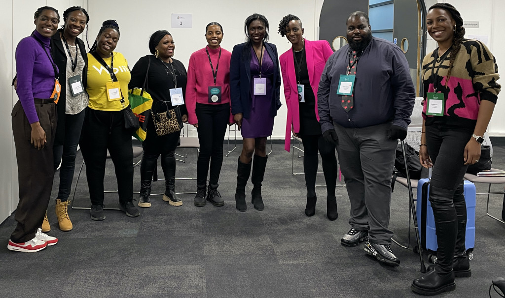 Above: GCA’s Adriana Lovesy (4th right) and panellist Georgina Fihosy, of AfroTouch Design, (far right) with some of the Black-owned publishers who were pitching