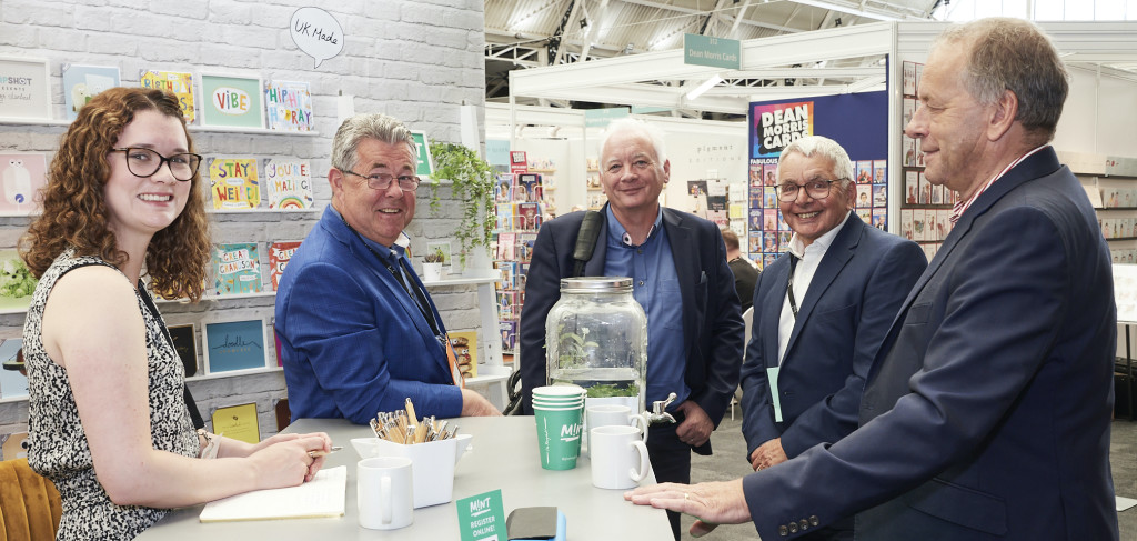 Above and top: Watermark’s Paul Slater and Brain Murtagh (second left and second right) on the Mint stand at PG Live with (left-right) Alan Williams, Mike Broad and Sophie Bylina