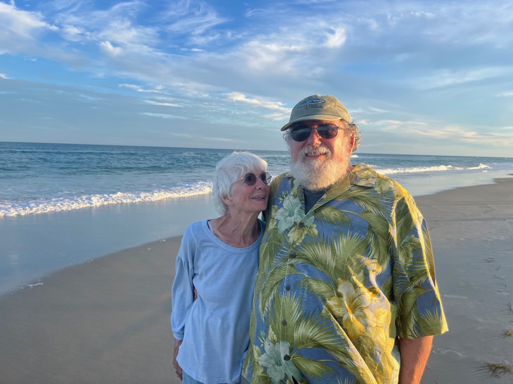 Above and top: Alan and his wife Gillian in Ocracoke, North Carolina, enjoying some down time