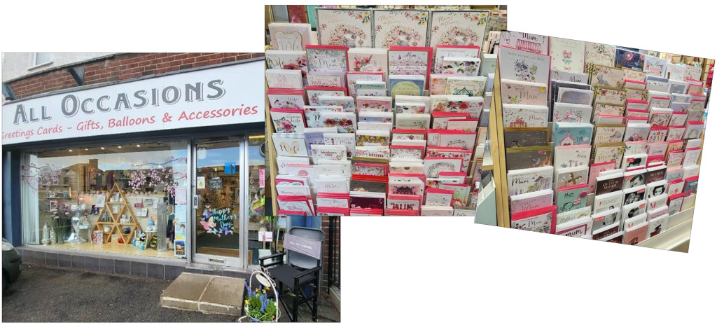 Above: Elaine Buttery has so many Mother’s Day cards she’s filled two racks at All Occasions in Sheffield