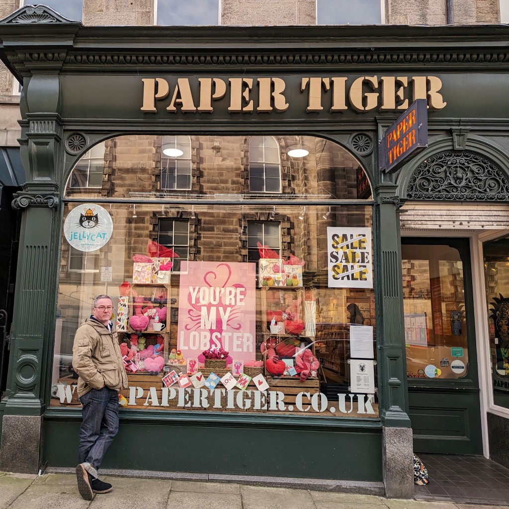 Above: Michael Apter outside one of his Paper Tiger stores