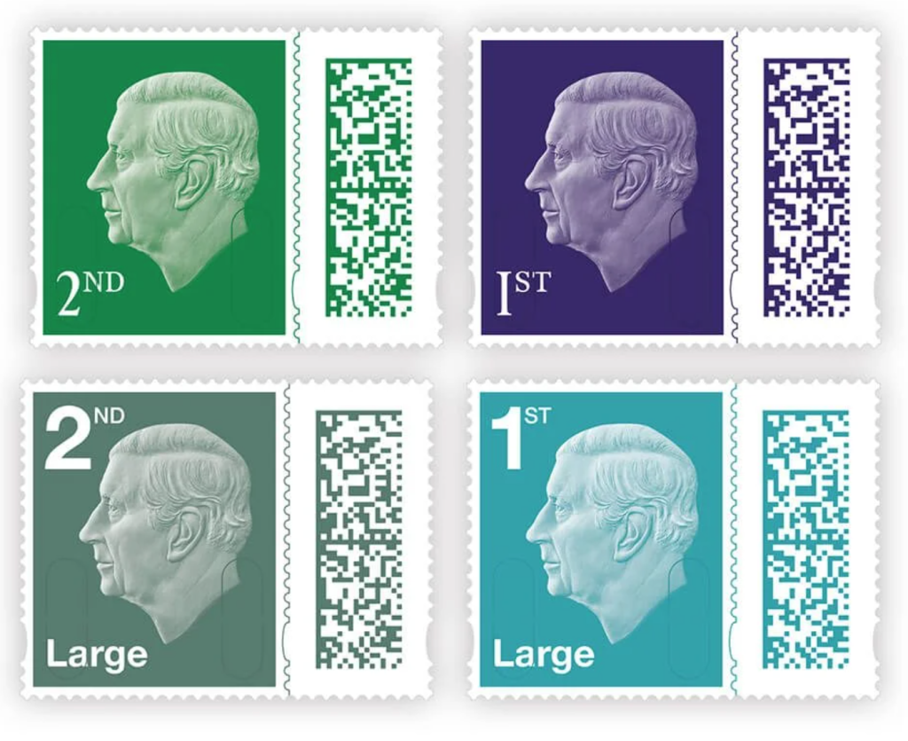 Above and top: The first King Charles III stamps will be released the day after the price rise