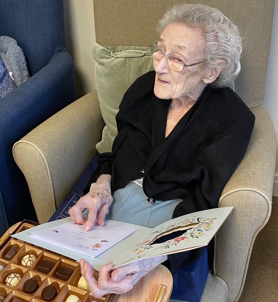 Above: Blanche thought her 102nd birthday card was beautiful