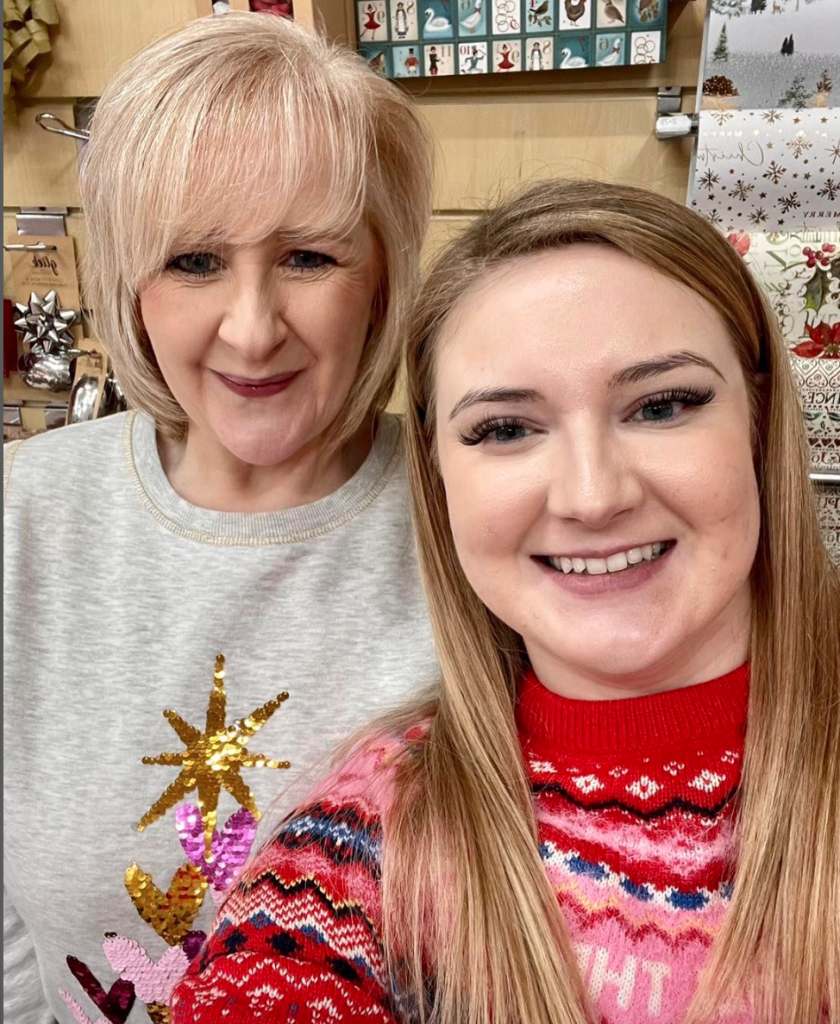 Above: An Instagram post by Kaye Thurgood (left) and daughter Emma to promote Christmas trade