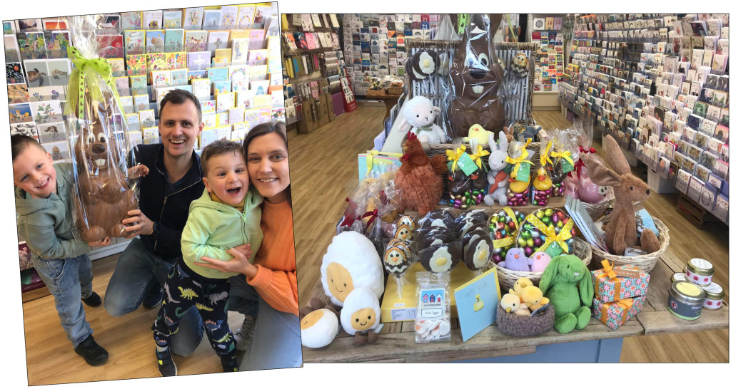 Above: Southbourne Cards had plenty of Easter treats for customers, and the big bunny helped the Royal British Legion