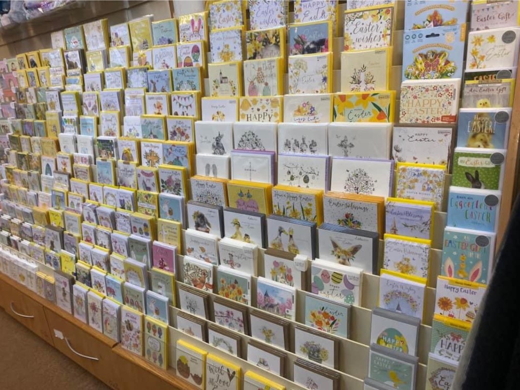 Above: Hugs & Kisses’ 8ft stretch of Easter cards went down well