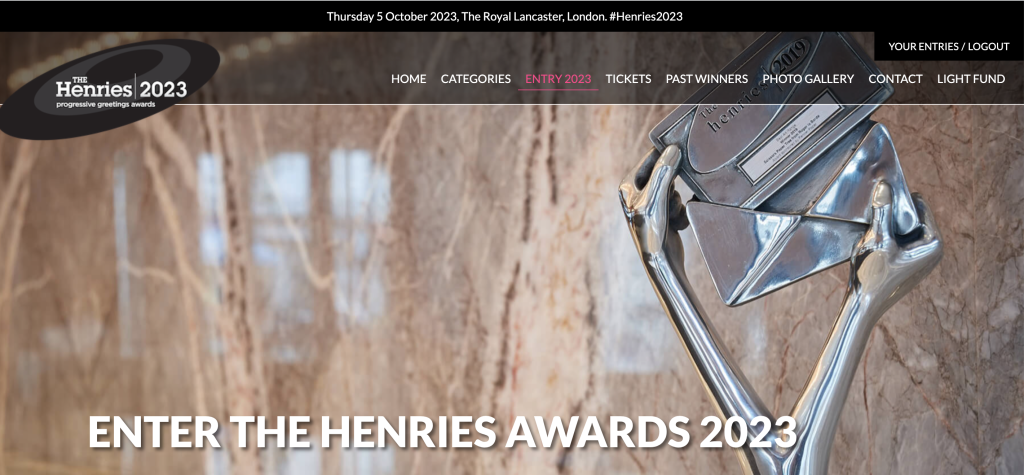 Above: The Henries website incorporates the entry portal