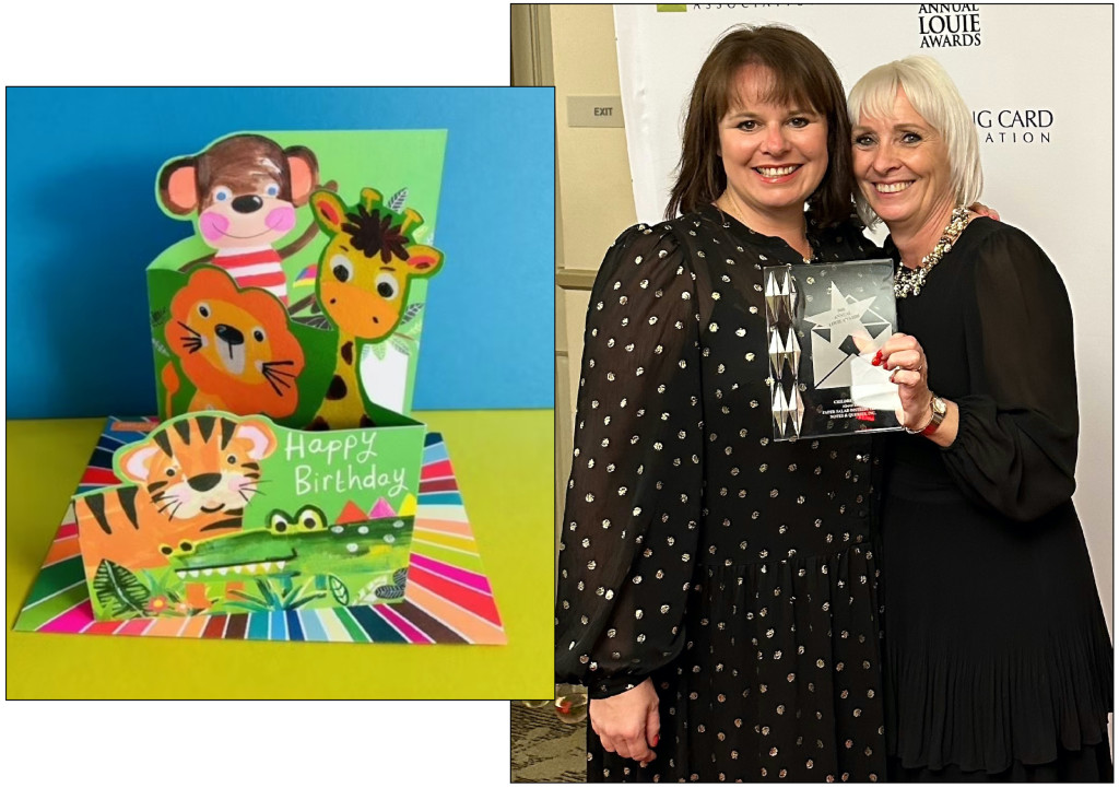Above: Paper Salad’s Claire Williams and Karen Wilson with their award and winning card