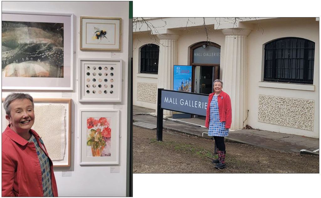 Above & top: Rachel finds her bee with its red dot at Mall Galleries