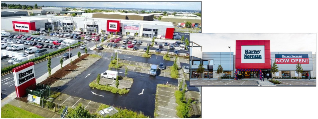 Above: Harvey Norman has 16 outlets in Ireland, including this huge site in Tallaght