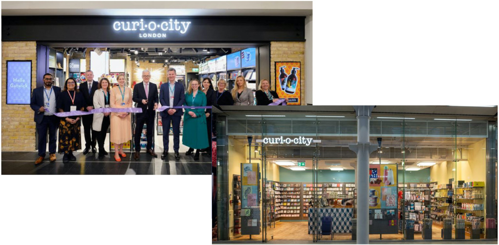 Above: The Curi-o-city ribbon cutting at Gatwick, and the new St Pancras store