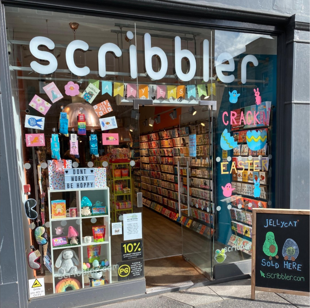 Above: Scribbler’s Newcastle store in Easter mode
