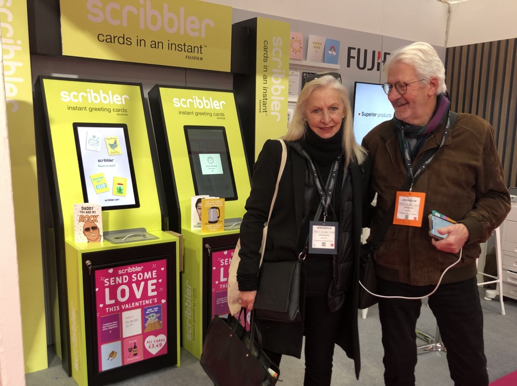 Above: John and Jennie Procter with the new Scribbler/FujiFilm kiosk at Spring Fair