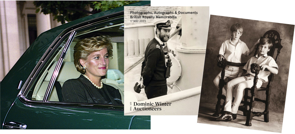 Above: Princess Diana died in 1997, and the auction catalogue front and back cover