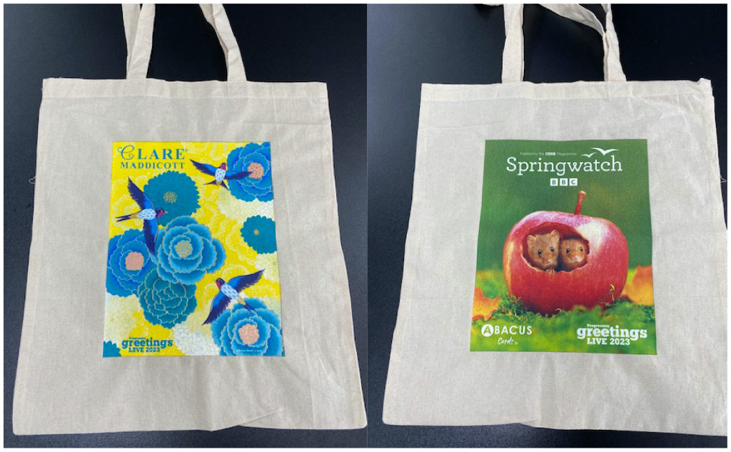 Above & top: All visitors can bag a limited edition tote at PG Live, sponsored by Abacus Cards and Clare Maddicott