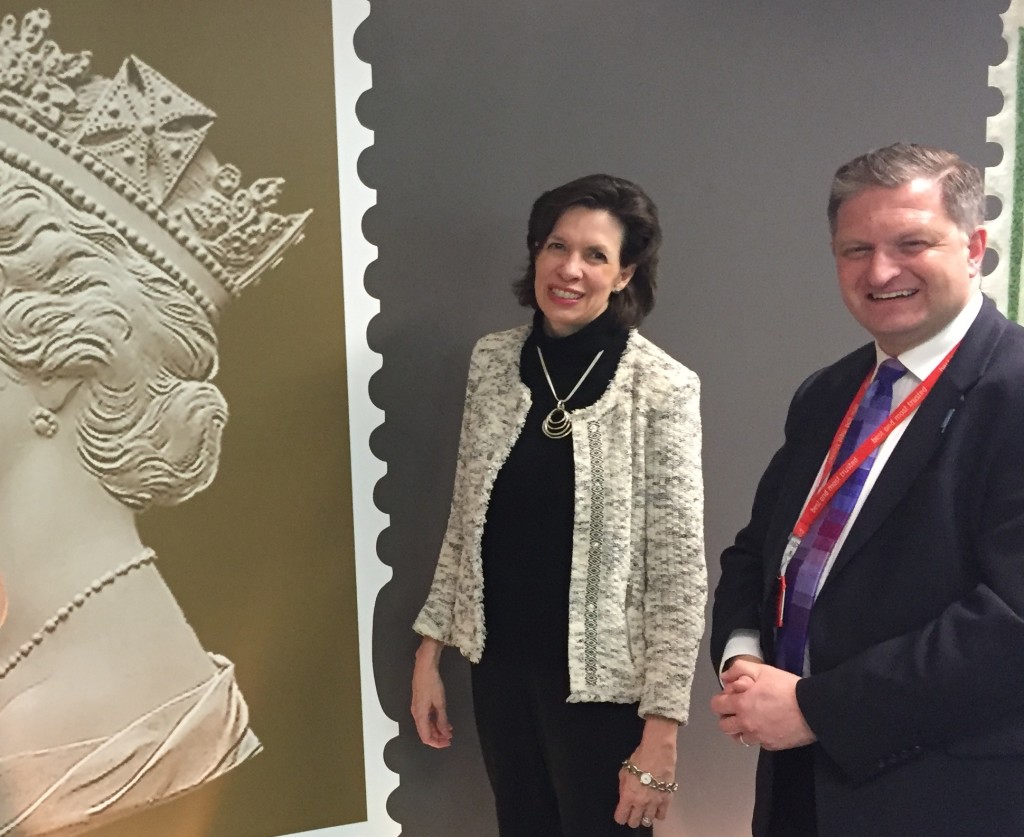 Above & top: GCA ceo Amanda Fergusson with Royal Mail’s David Gold