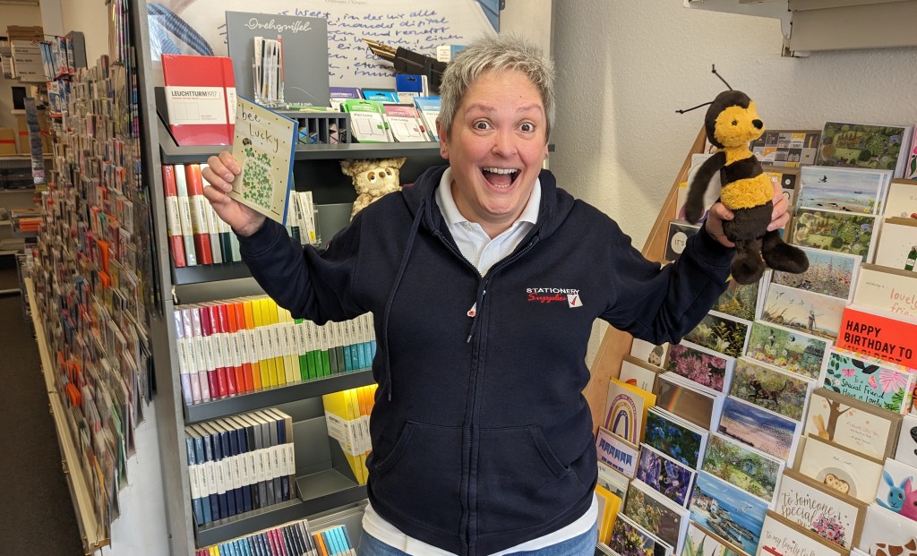 Above: Sarah Laker is blown away by Stationery Supplies’ nomination