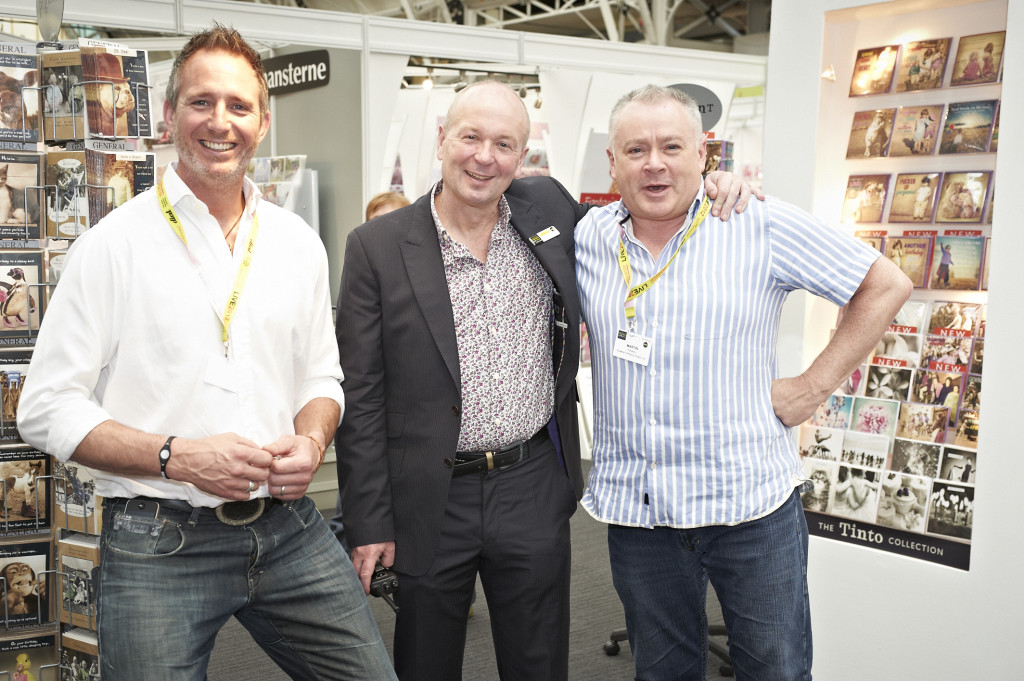 Above: Warren (centre) with Pigment boys Steve Baker (left) and Martin Powderly, who have exhibited at every PG Live
