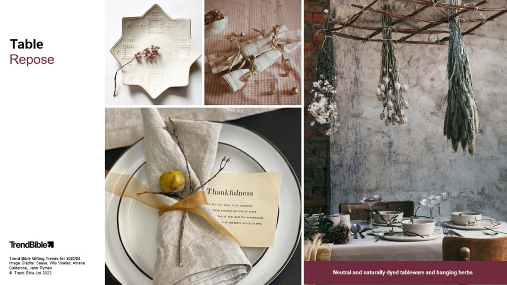 Above: Table laying for a rustic yet personal feel