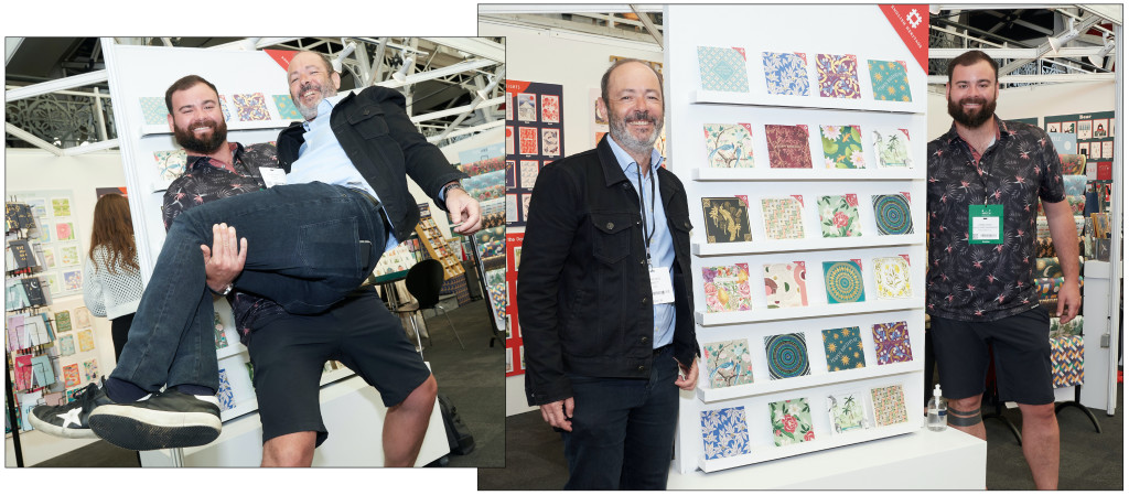 Above & top: There’s room for fun in the serious business of licensing as James Mace (in shorts) and Golden Goose Licensing md Adam Bass, which represents English Heritage on the licensing front, at the collection’s debut at PG Live