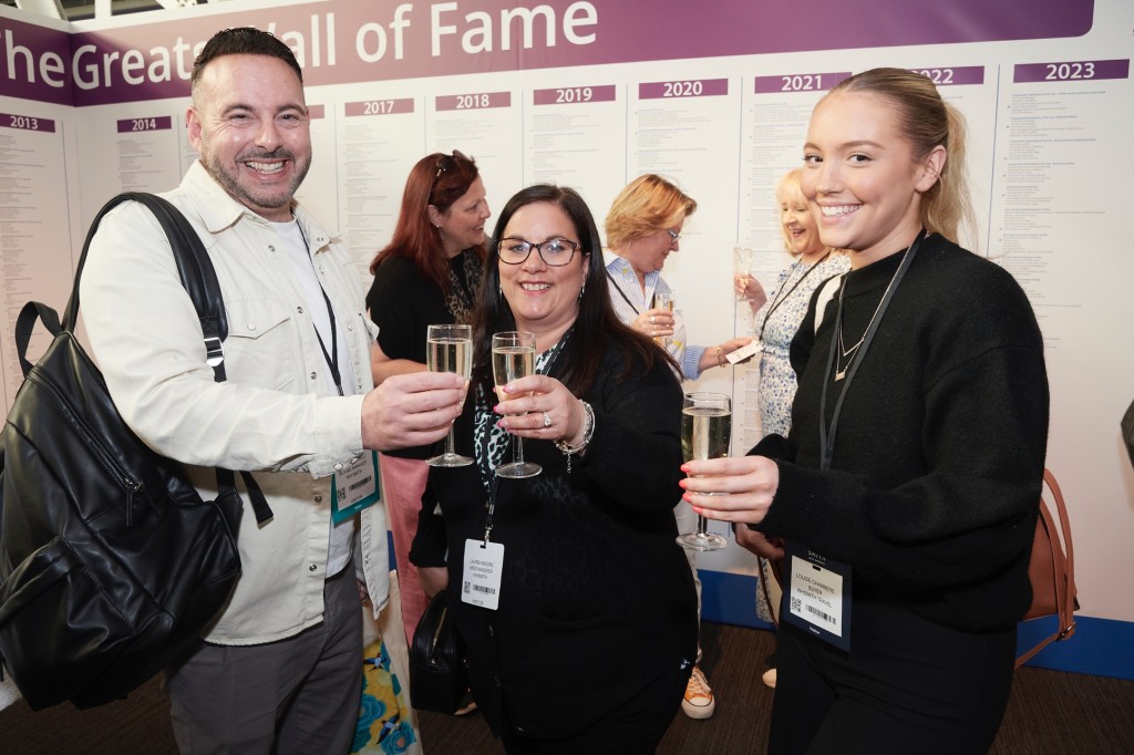 Above: WHS Travel’s Carlo Marinelli, Lauren Moore and Louise Chambers at the PG Live retailer drinks