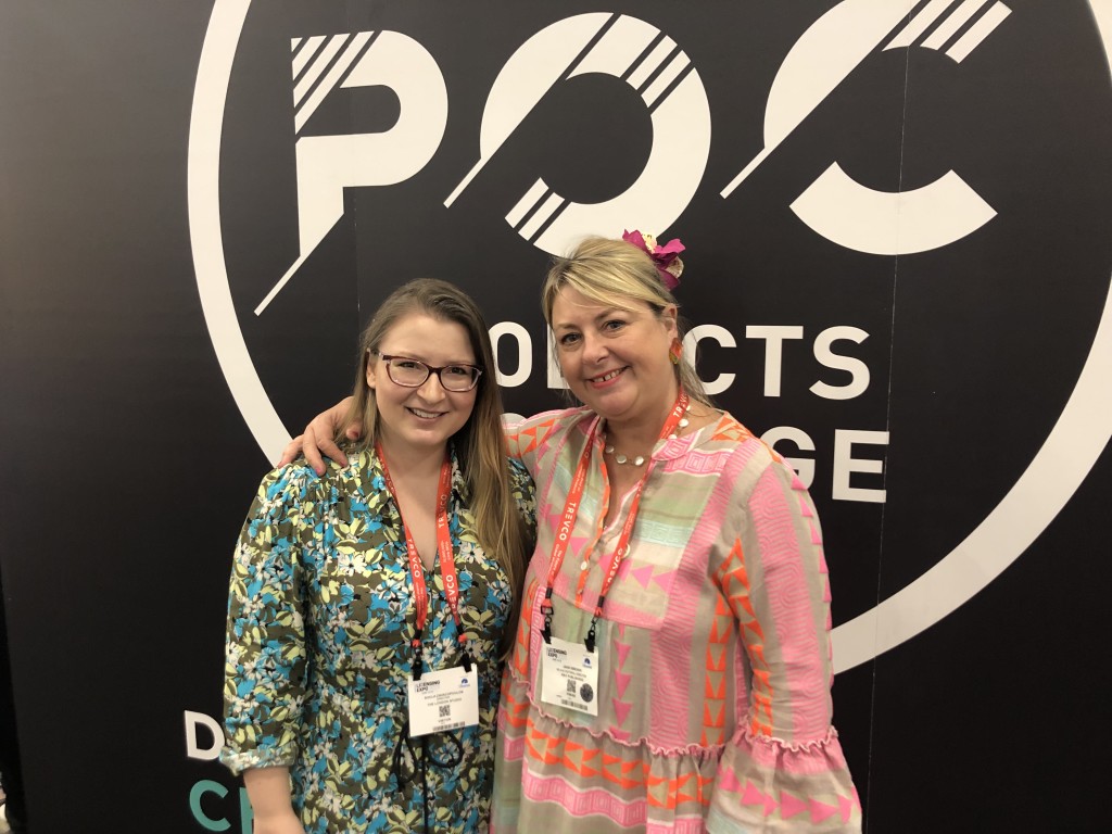 Above: PG’s Jakki Brown with Soula in Las Vegas last week, where The London Studio kicked off its relationship with licensing agent Firefly Brand Management