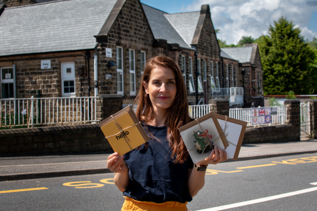 Above & top: Greentings’ Kerry Linacre has sent her resuable cards to two schools