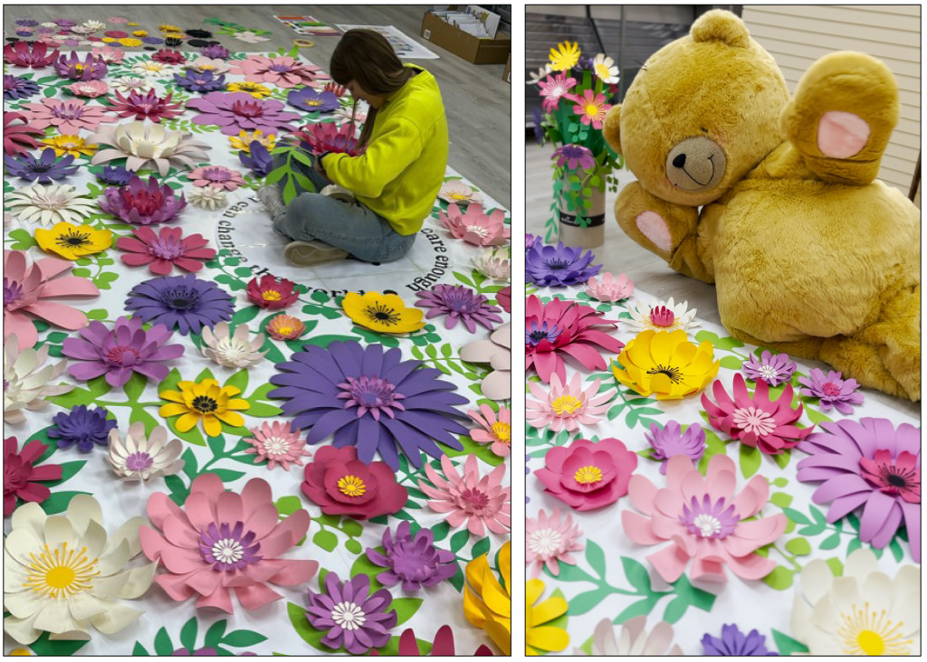 Above: The Forever Friends bear gets in on the flower power action